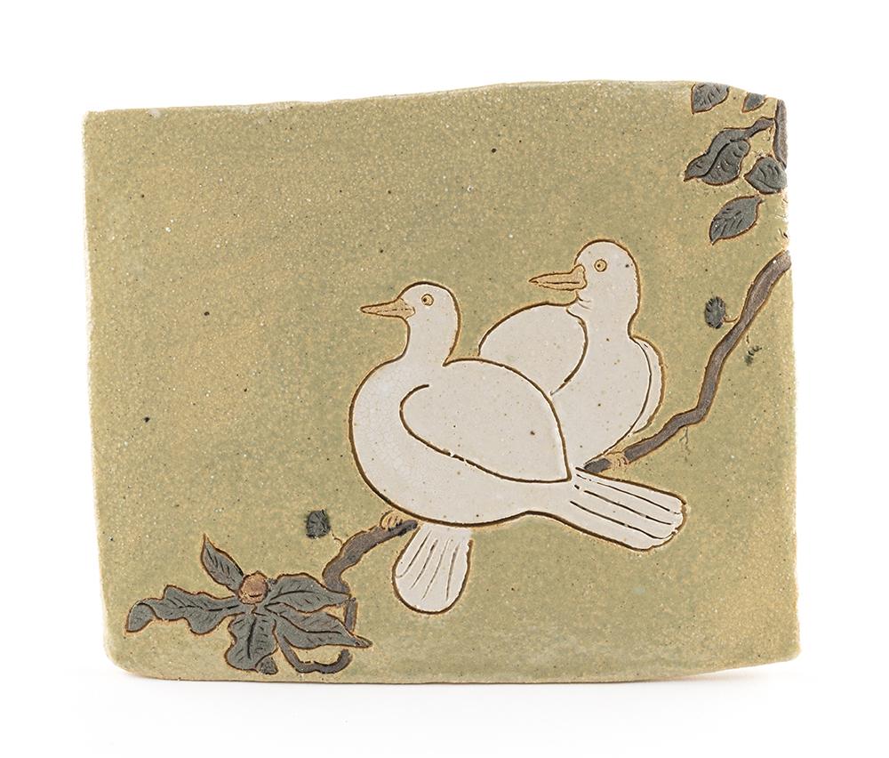 <em>The White Birds</em>, 2022. Glazed ceramic, 5 1/4 x 6 1/4 inches (13.3 x 15.9 cm)