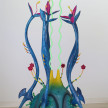 Vincent Cy Chen. <em>Untitled (Yearning)</em>, 2022. Neon, acrylic gouache, suede fibers, fiberglass, resin, resin clay, polystyrene, polyurethane, aqua-resin, steel, wood, navel ring and mineral spirits, 52 x 29 x 29 inches (116.8 x 73.7 x 73.7 cm) thumbnail