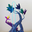 Vincent Cy Chen. <em>Swoosh (Mating Dance)</em>, 2022. Neon, acrylic gouache, suede fibers, fiberglass, resin, resin clay, feather, polystyrene, polyurethane, aqua-resin, steel, wood and mineral spirits, 43 x 30 x 22 inches (109.2 x 76.2 x 55.9 cm) thumbnail