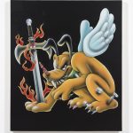 Zachary Ochoa. <em>TRANSGENDER DEATH ANGEL/THE BURDEN OF LOVE 2003</em>, 2022. Acrylic and oil pastel on canvas, 66 x 58 inches (167.6 x 147.3 cm)