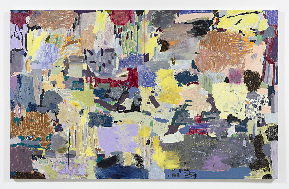 <em>Untitled</em>, 2022. Oil on panel, 80 x 126 inches  (203.2 x 320 cm) Diptych