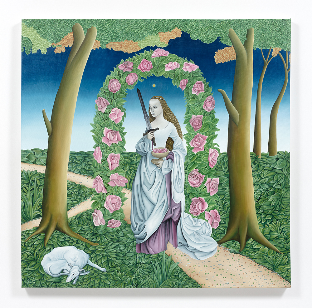 Marina Iglesias. <em>Las rosas</em>, 2023. Oil on linen, 47 1/4 x 47 1/4 inches (120 x 120 cm)