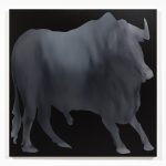 Jingze Du. <em>Bull</em>, 2023. Oil on canvas, 59 x 59 inches (150 x 150 cm)