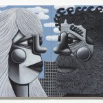 Robert Pokorny. <em>Electricity</em>, 2023. Acrylic on linen over panel, 48 x 72 inches (121.9 x 182.9 cm)