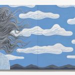 Robert Pokorny. <em>Float Away</em>, 2023. Acrylic on linen over panel, 48 x 120 inches (121.9 x 304.8 cm)