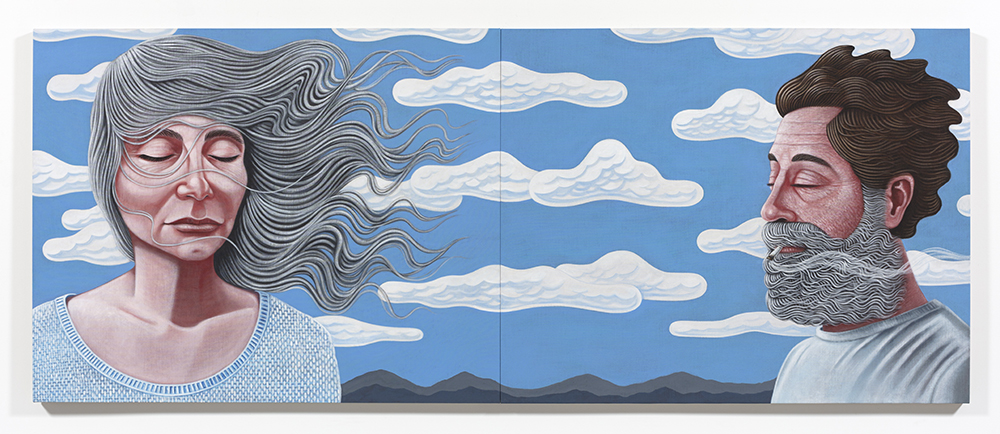 Robert Pokorny. <em>Float Away</em>, 2023. Acrylic on linen over panel, 48 x 120 inches (121.9 x 304.8 cm)