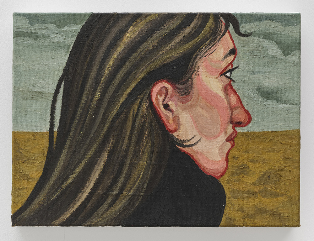 Ania Hobson. <em>Head In Landscape</em>, 2023. Oil on canvas, 11 3/4 x 15 3/4 inches (30 x 40 cm)
