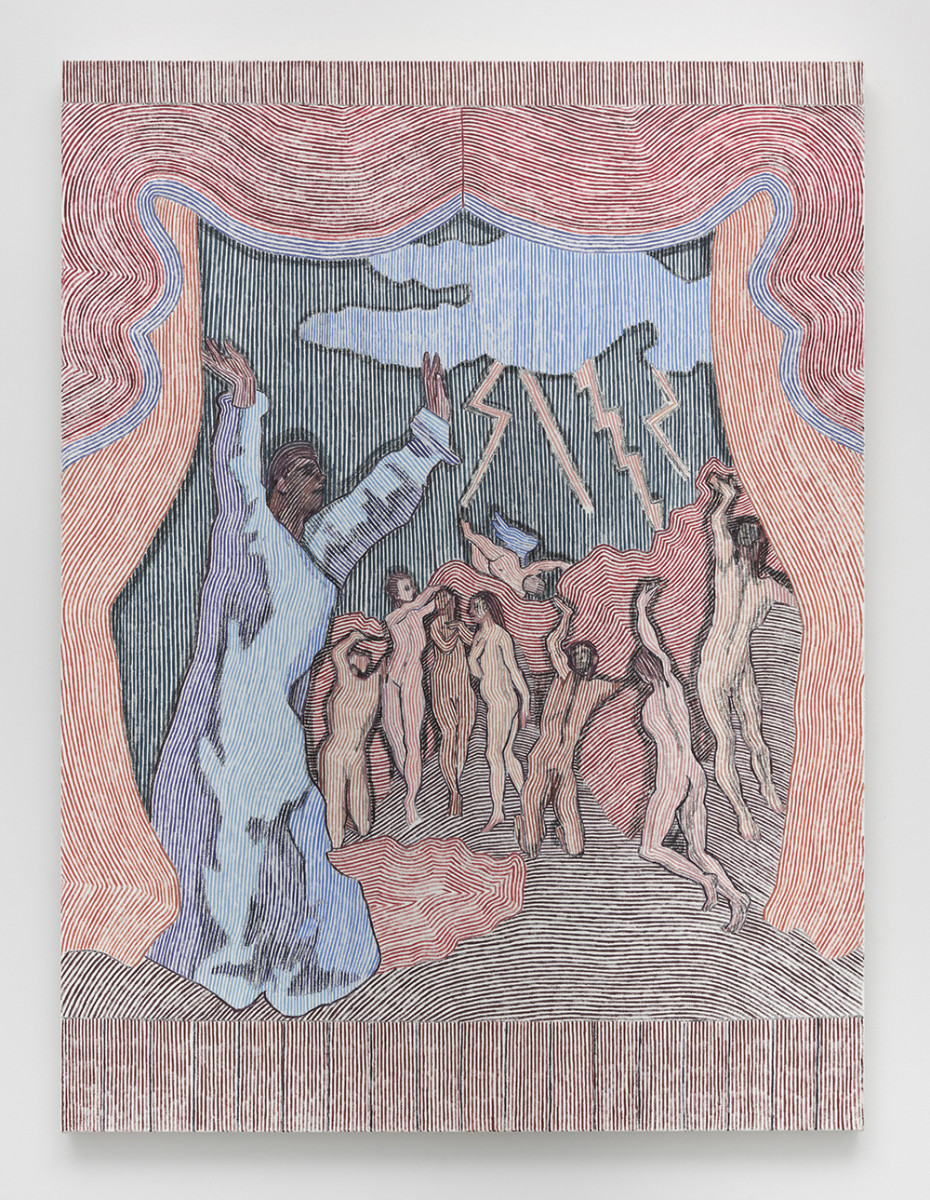 Brittany Miller. <em>The Opening of the Fifth Seal (after El Greco)</em>, 2023. Oil and charcoal on canvas, 48 x 36 inches (121.9 x 91.4 cm)