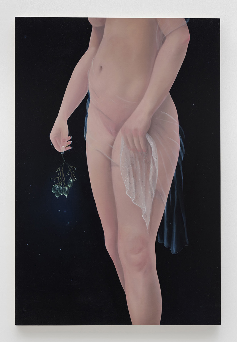 Natalia Gonzalez Martin. <em>The Consumer</em>, 2023. Oil on panel, 35 3/8 x 23 5/8 inches (90 x 60 cm)