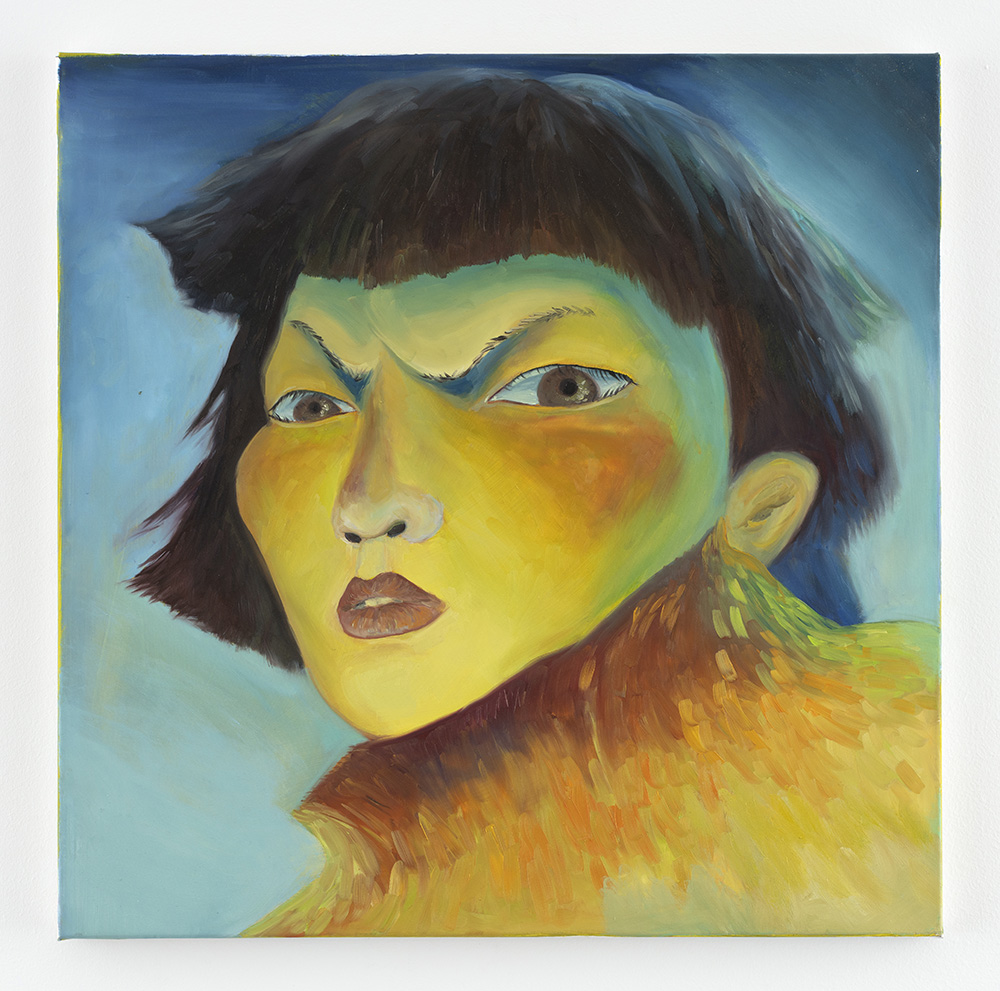 Yuma Radne. <em>Angry Girl 2</em>, 2022. Oil on canvas, 23 5/8 x 23 5/8 inches (60 x 60 cm)