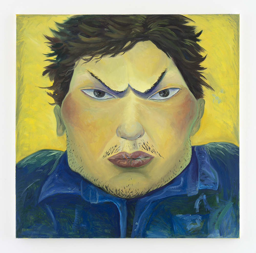 Yuma Radne. <em>Angry Boy</em>, 2022. Oil on canvas, 43 1/4 x 43 1/4 inches (110 x 110 cm)