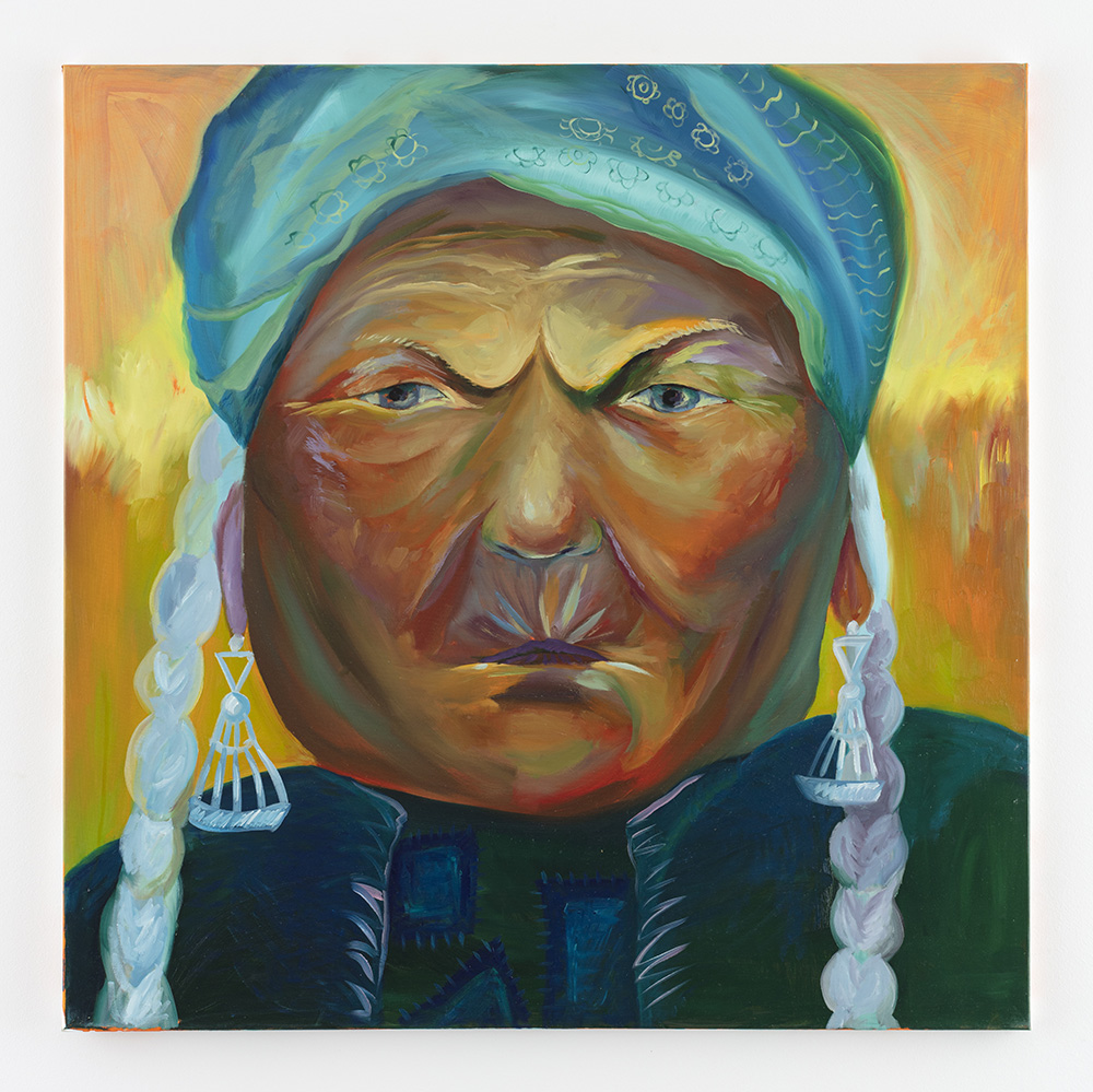 Yuma Radne. <em>Angry Grandma</em>, 2022. Oil on canvas, 43 1/4 x 43 1/4 inches (110 x 110 cm)