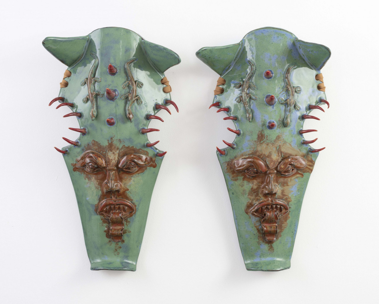 Becky Tucker. <em>Onager</em>, 2023. Glazed stoneware and faux suede, 16 7/8 x 9 7/8 x 4 3/4 inches  (43 x 25 x 12 cm)