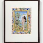 Natalia Gonzalez Martin. <em>Escenas del Paraiso II</em>, 2023. Tempera and gold leaf on paper, 8 1/4 x 5 1/2 inches (21 x 14 cm) 13 1/4 x 10 5/8 inches  (33.5 x 27 cm) Framed