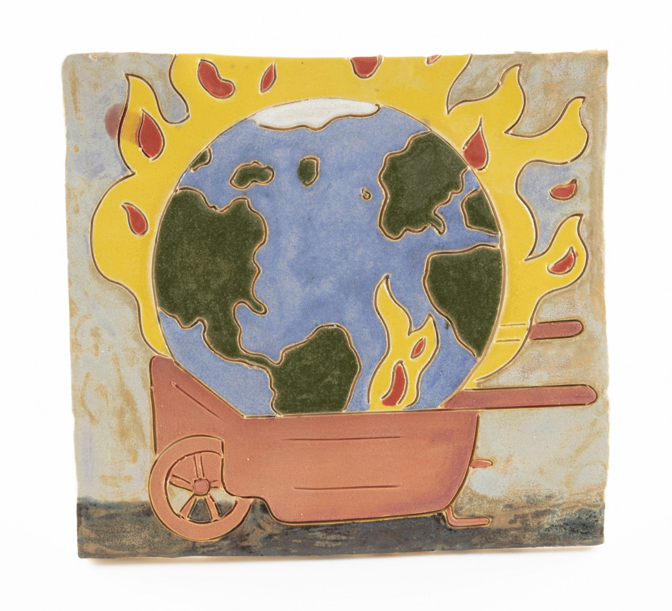 Kevin McNamee-Tweed. <em>Planet in a Pushcart (Fire)</em>, 2023. Glazed ceramic, 6 7/8 x 6 3/8 inches  (17.5 x 16.2 cm)