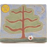 Kevin McNamee-Tweed. <em>Tree, Sun, Moon, Prism Rock</em>, 2023. Glazed ceramic, 5 1/8 x 6 1/8 inches  (13 x 15.6 cm)
