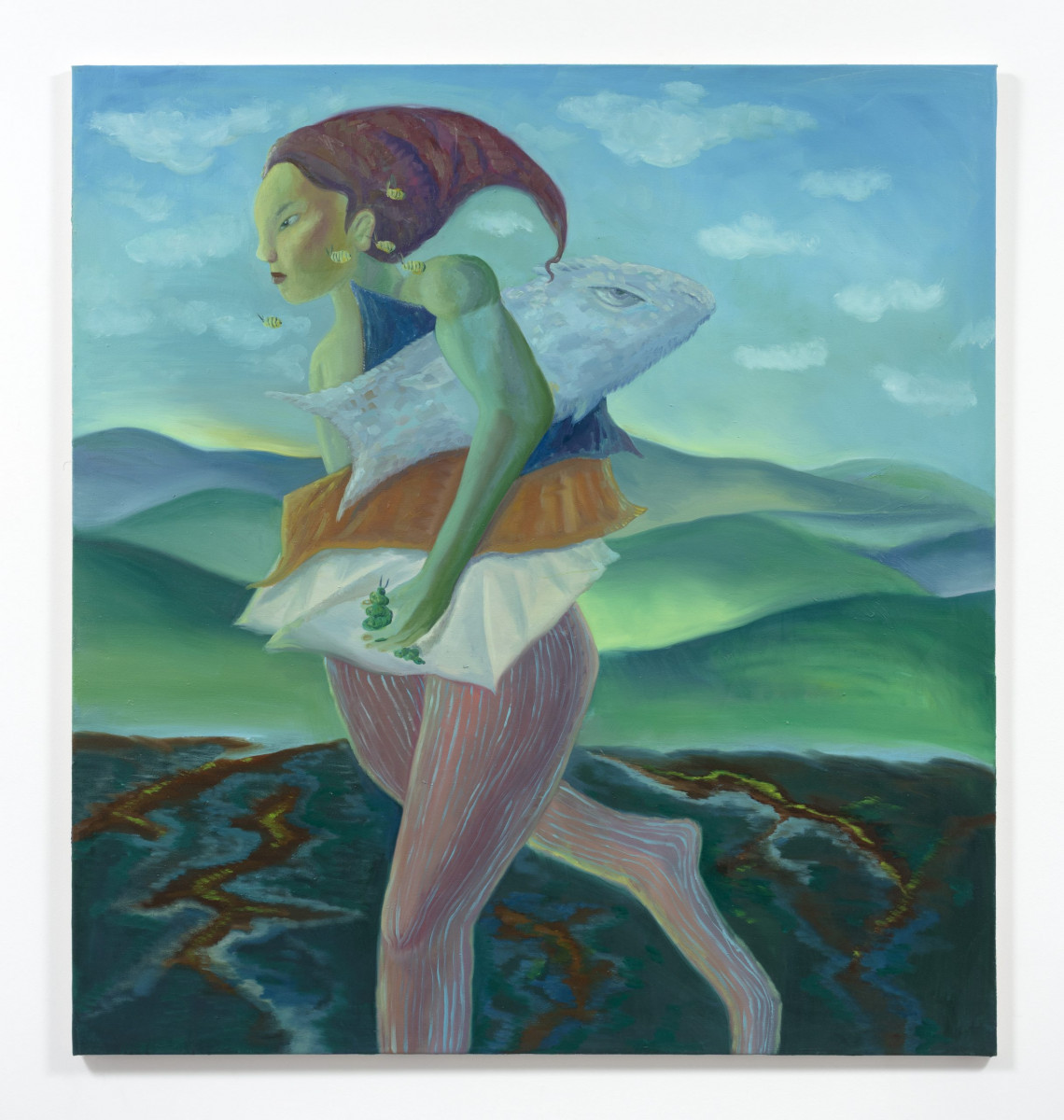Yuma Radne. <em>Keep on walking</em>, 2023. Oil on canvas, 59 x 55 1/8 inches  (150 x 140 cm)
