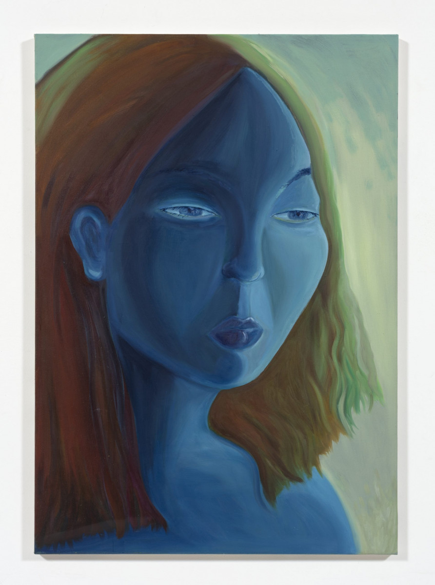 Yuma Radne. <em>Feeling blue</em>, 2023. Oil on canvas, 45 1/4 x 31 1/2 inches  (115 x 80 cm)