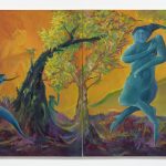 Yuma Radne. <em>Dance, dance to my song hypnotique</em>, 2023. Oil on canvas, 68 7/8 x 126 inches  (175 x 320 cm)