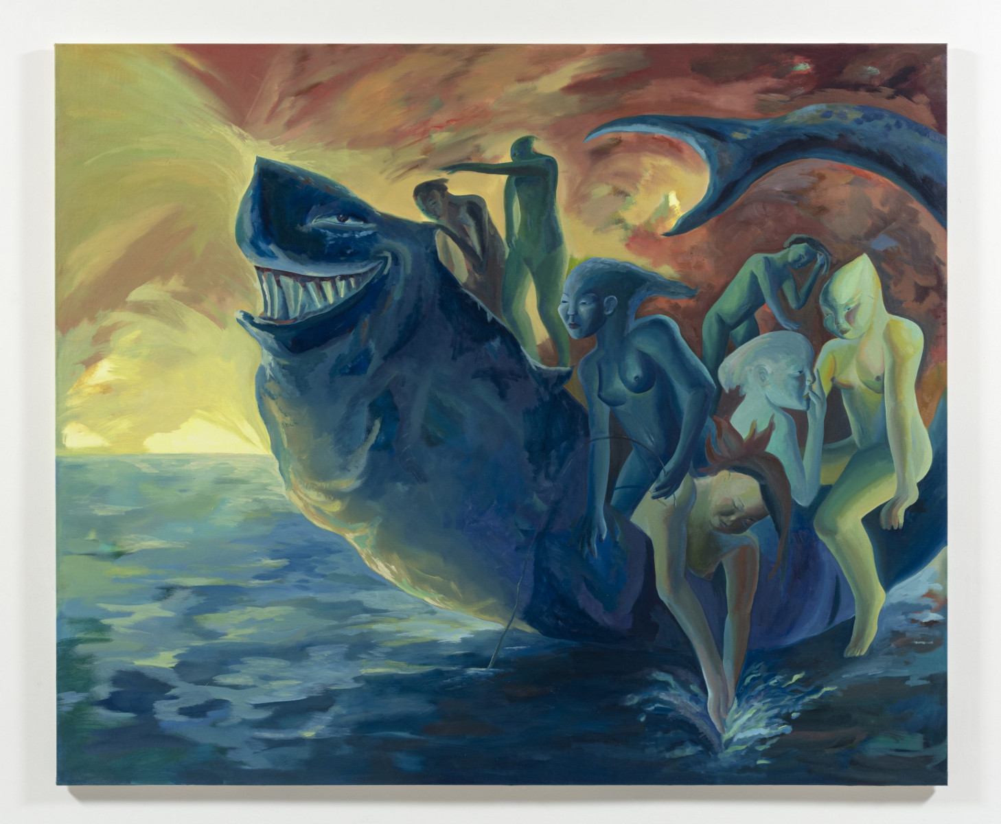 Yuma Radne. <em>The journey of ten thousand songs<em>, 2023. Oil on canvas, 78 3/4 x 94 1/2 inches  (200 x 240 cm)