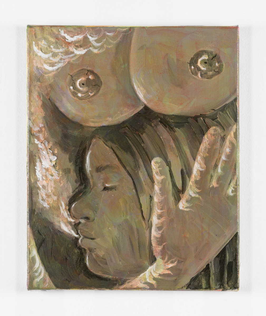 Brittany Tucker. <em>Healing the Mother Wound</em>, 2023. Acrylic on canvas, 13 3/4 x 9 7/8 inches  (34.9 x 25.1 cm)