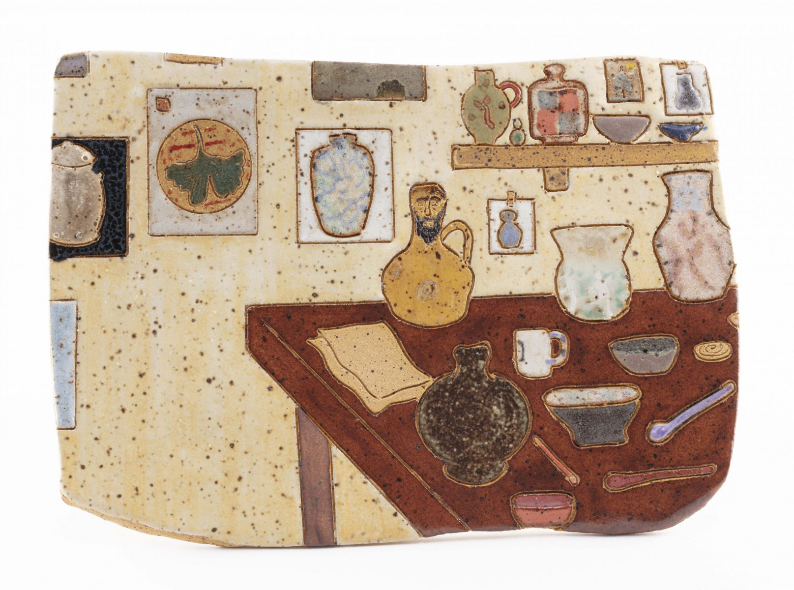 Kevin McNamee-Tweed. <em>Table Corner (Accumulation)</em>, 2023. Glazed ceramic 5 1/2 x 7 5/8 inches  (14 x 19.4 cm)