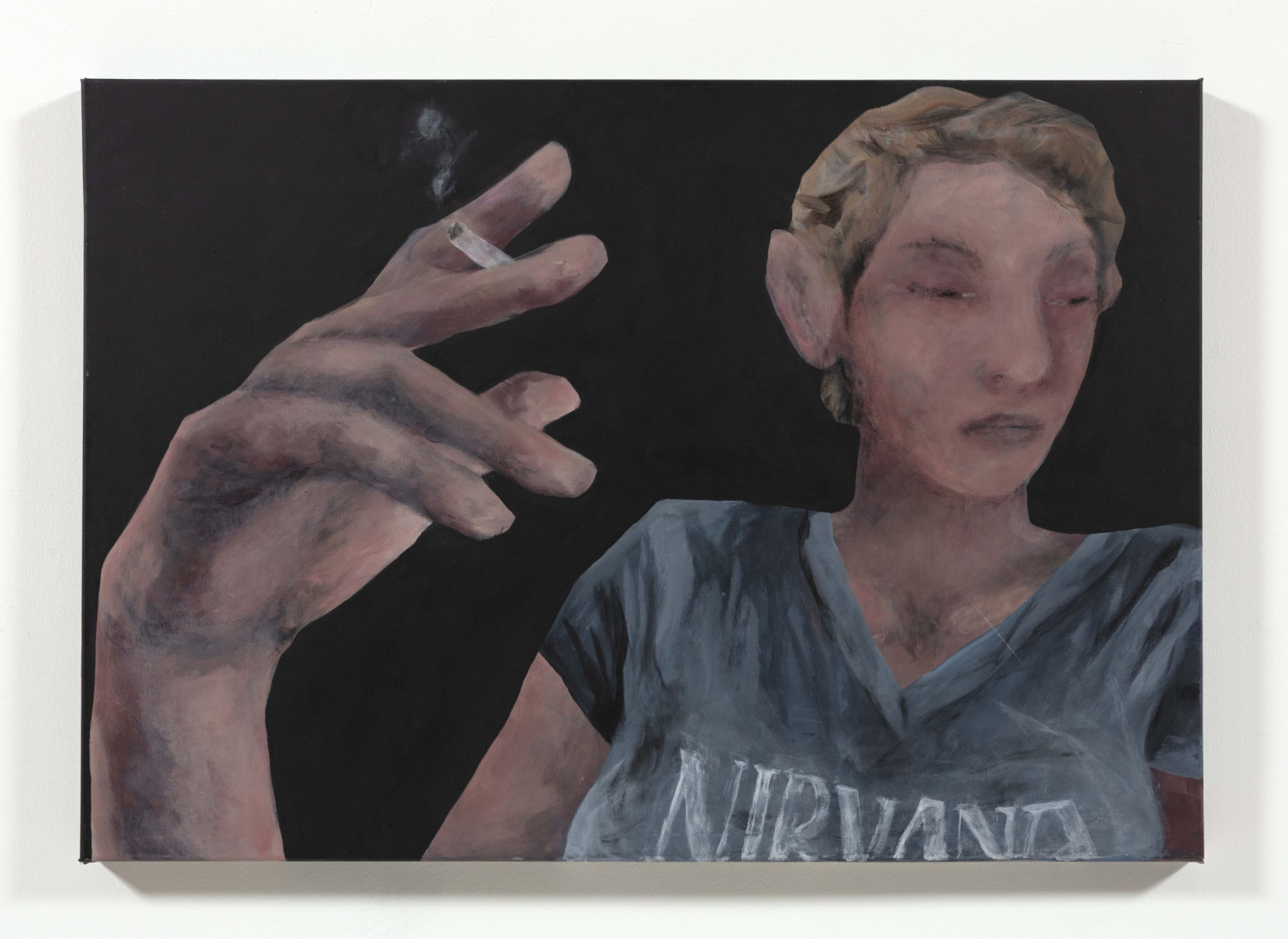 Julia de Ruvo. <em>Worried</em>, 2022. Acrylic on canvas, 28 3/8 x 36 1/4 inches  (72 x 92 cm)