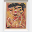 Robert Pokorny. <em>Woman with Hand on Face (Daydreamer)</em>, 2018. Crayon on Muscletone, 11 x 8 1/2 inches  (27.9 x 21.6 cm), 12 1/2 x 10 inches  (31.8 x 25.4 cm) Framed thumbnail