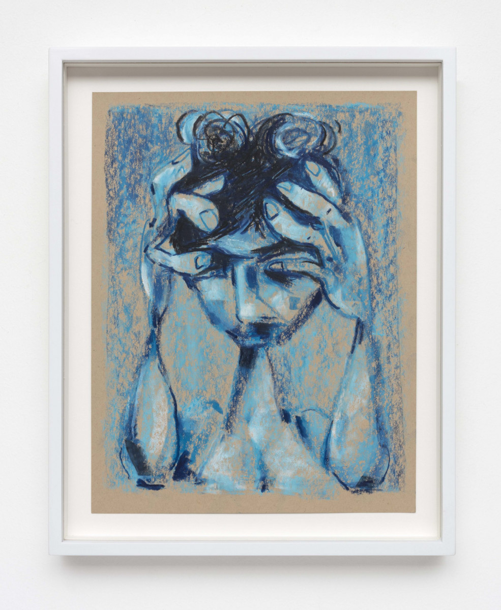 Robert Pokorny. <em>Blue Muse</em>, 2018. Crayon on Muscletone, 11 x 8 1/2 inches  (27.9 x 21.6 cm), 12 1/2 x 10 inches  (31.8 x 25.4 cm) Framed