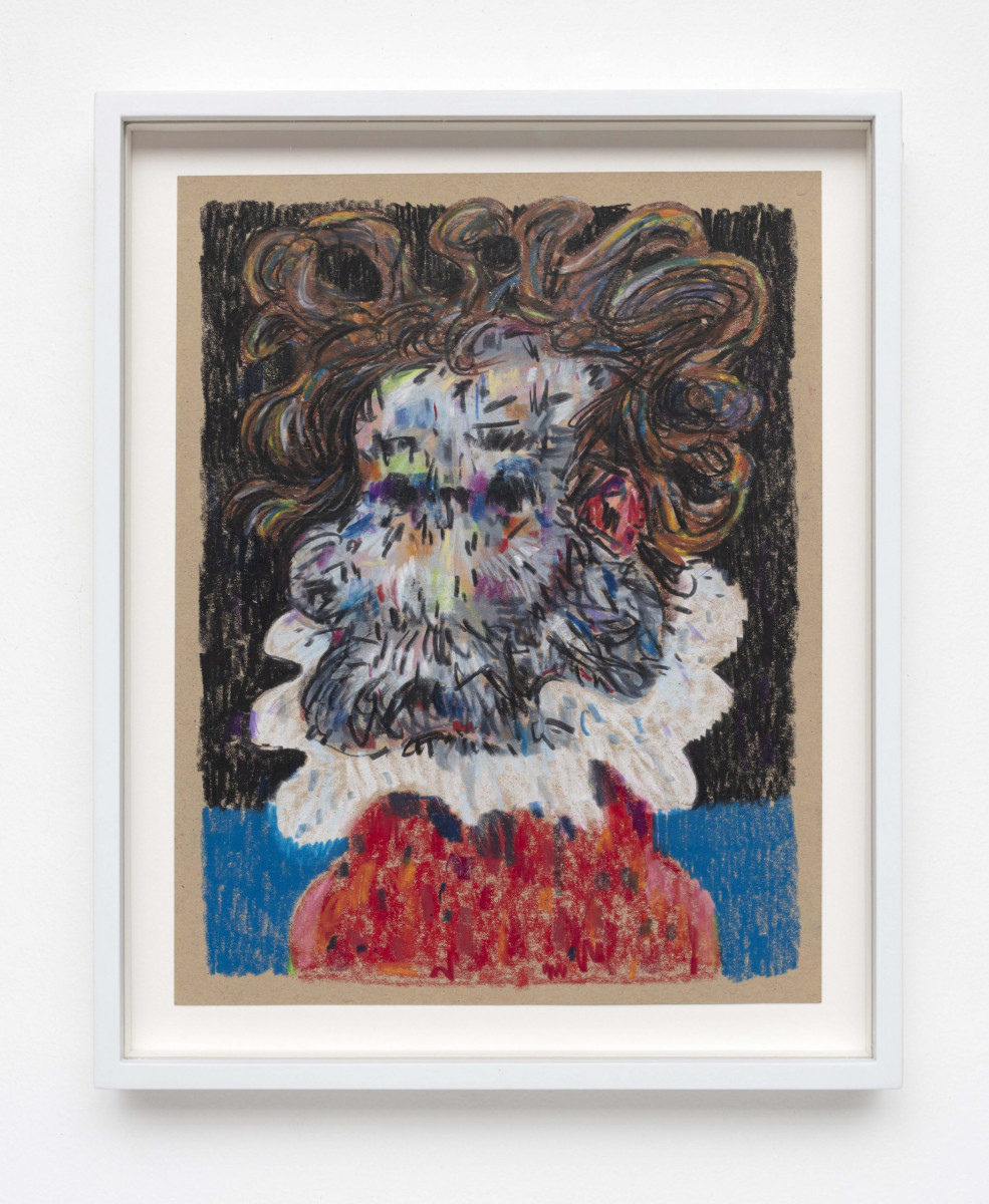 Robert Pokorny. <em>LA Knight</em>, 2022. Crayon on Muscletone, 11 x 8 1/2 inches  (27.9 x 21.6 cm), 12 1/2 x 10 inches  (31.8 x 25.4 cm) Framed