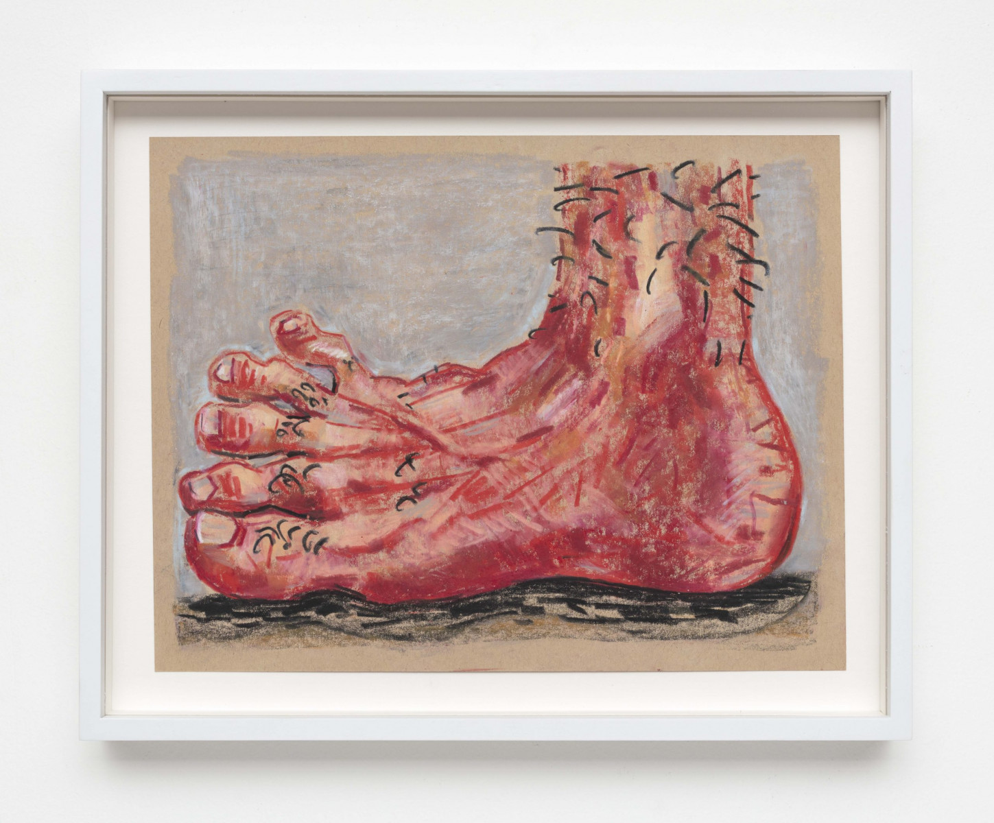 Robert Pokorny. <em>My Good Foot</em>, 2021. Crayon on Muscletone, 8 1/2 x 11 inches  (21.6 x 27.9 cm), 10 x 12 1/2 inches  (25.4 x 31.8 cm) Framed