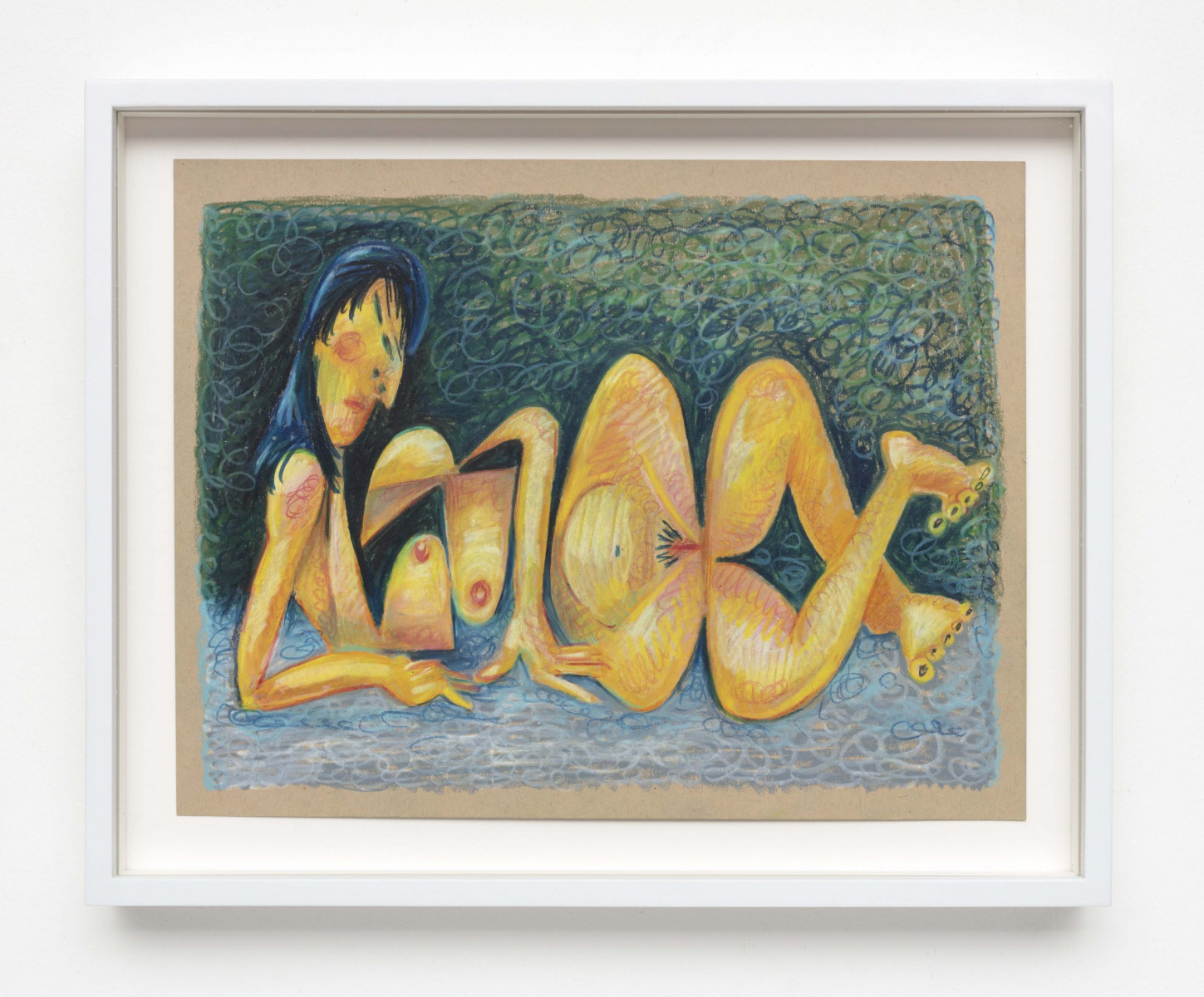 Robert Pokorny. <em>Reclining Nude</em>, 2018. Crayon on Muscletone, 8 1/2 x 11 inches  (21.6 x 27.9 cm), 10 x 12 1/2 inches  (25.4 x 31.8 cm) Framed