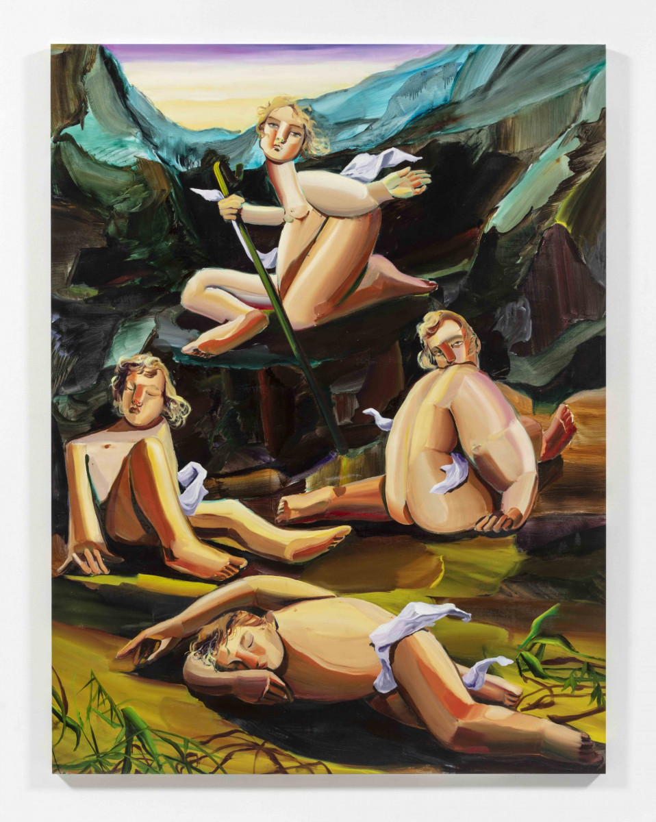 Luca Sára Rózsa. <em>Circle of Pastor and Sheep</em>, 2023. Oil on canvas, 80 3/4 x 61 3/8 inches  (205 x 156 cm)