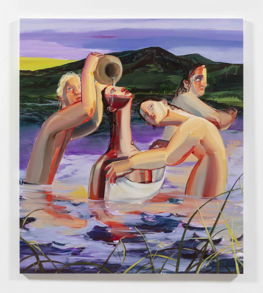 Luca Sára Rózsa. <em>Bathers</em>, 2023. Oil on canvas, 63 x 55 1/8 inches  (160 x 140 cm)