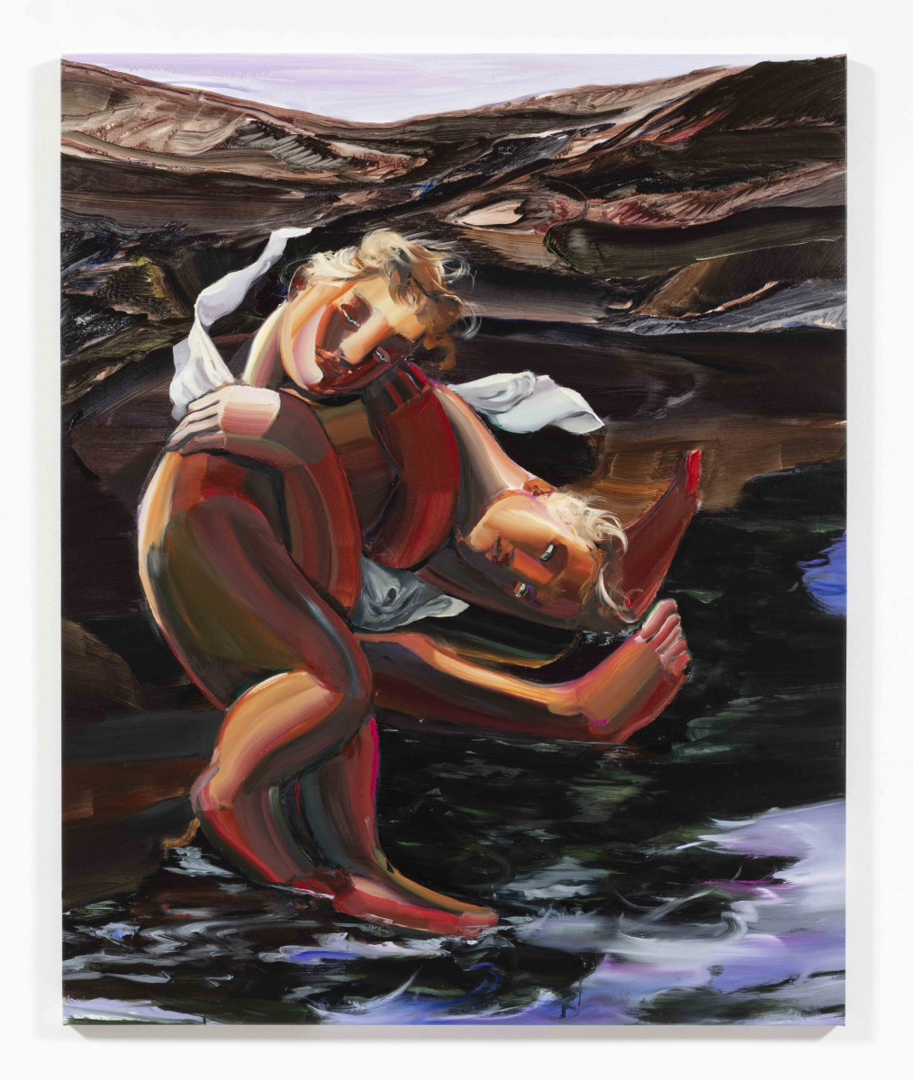 Luca Sára Rózsa. <em>Death (Birth)</em>, 2023. Oil on canvas, 51 1/8 x 41 3/8 inches  (130 x 105 cm)