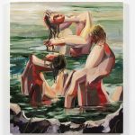 Luca Sára Rózsa. <em>Bathers</em>, 2023. Oil on canvas, 55 1/8 x 47 1/4 inches  (140 x 120 cm)