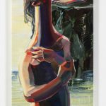 Luca Sára Rózsa. <em>Bather</em>, 2023. Oil on canvas, 47 1/4 x 21 5/8 inches  (120 x 55 cm)