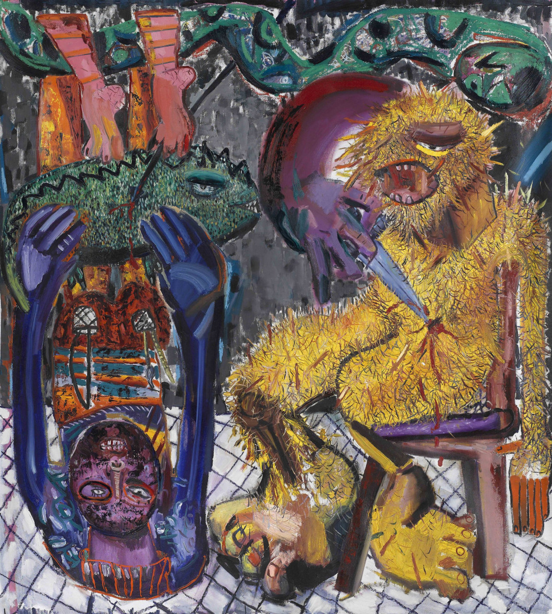 Tincuţa Marin. <em>Bigfoot the I</em>, 2020. Oil on canvas, 78 3/4 x 74 3/4 inches  (200 x 190 cm)