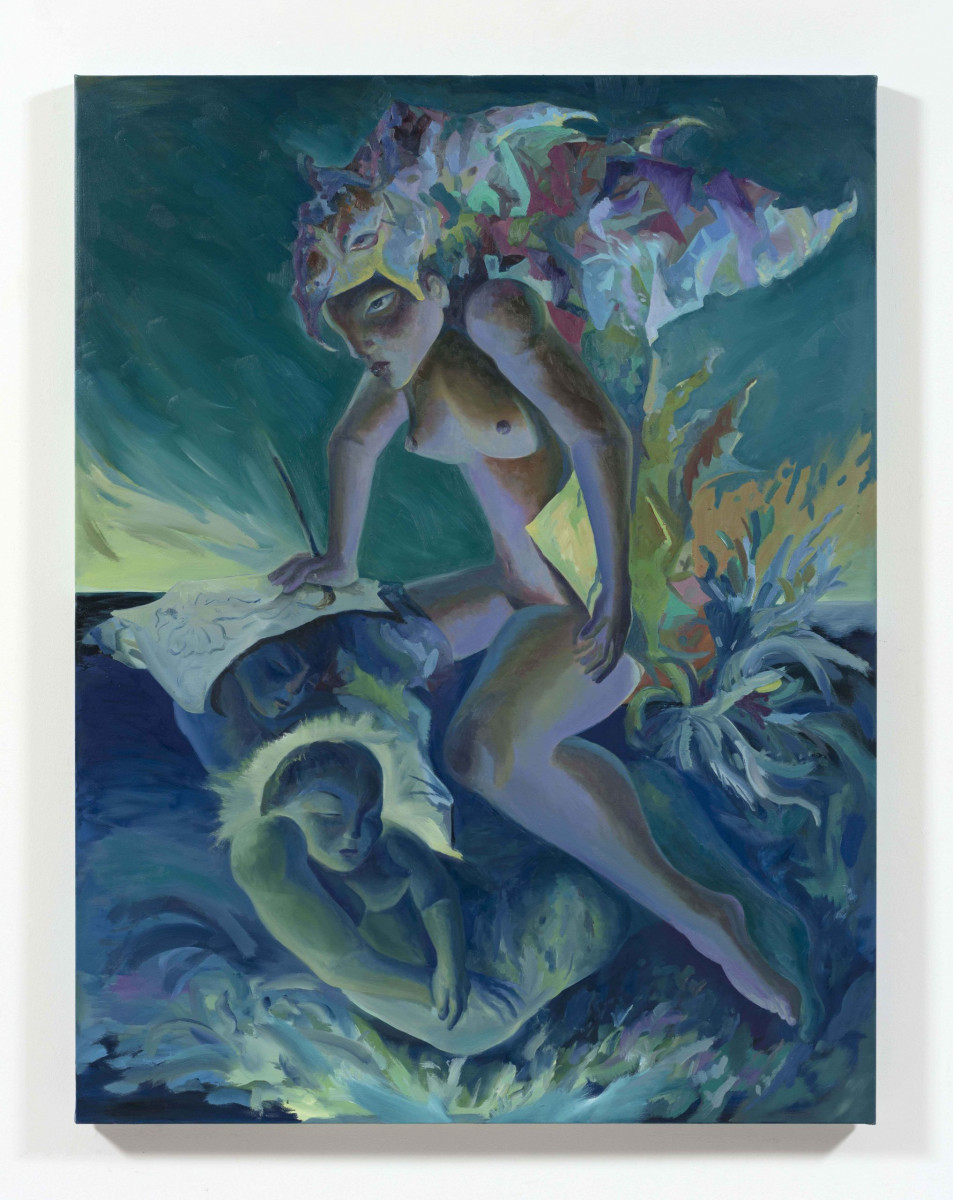 Yuma Radne. <em>Underwater lullaby</em>, 2023. Oil on canvas, 66 7/8 x 51 1/8 inches  (170 x 130 cm)