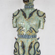 Becky Tucker. <em>Aery</em>, 2024. Glazed stoneware, strappings dyed with indigo leaf, 37 3/8 x 16 7/8 x 12 5/8 inches (95 x 43 x 32 cm) thumbnail