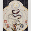 Omar Mendoza. <em>Luz de Luna</em>, 2024. Muitle, brazilwood, kina, zacatlaxcalli, charcoal, spirulina, jonote, blue stick, lemon, beetroot, turmeric, beeswax, rabbit tail on cotton, 35 x 28 inches  (88.9 x 71.1 cm) thumbnail