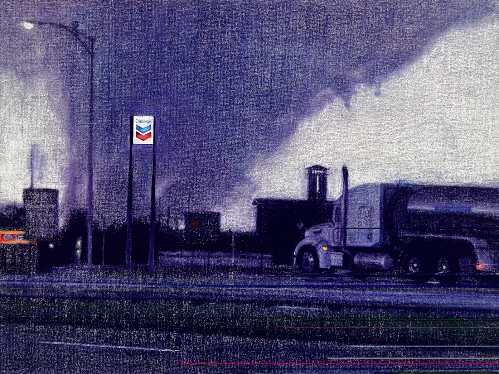 Ronan Day-Lewis. <em>The Sick Empty Sky</em>, 2024. Oil pastel on canvas, 18 x 24 inches  (45.7 x 61 cm)