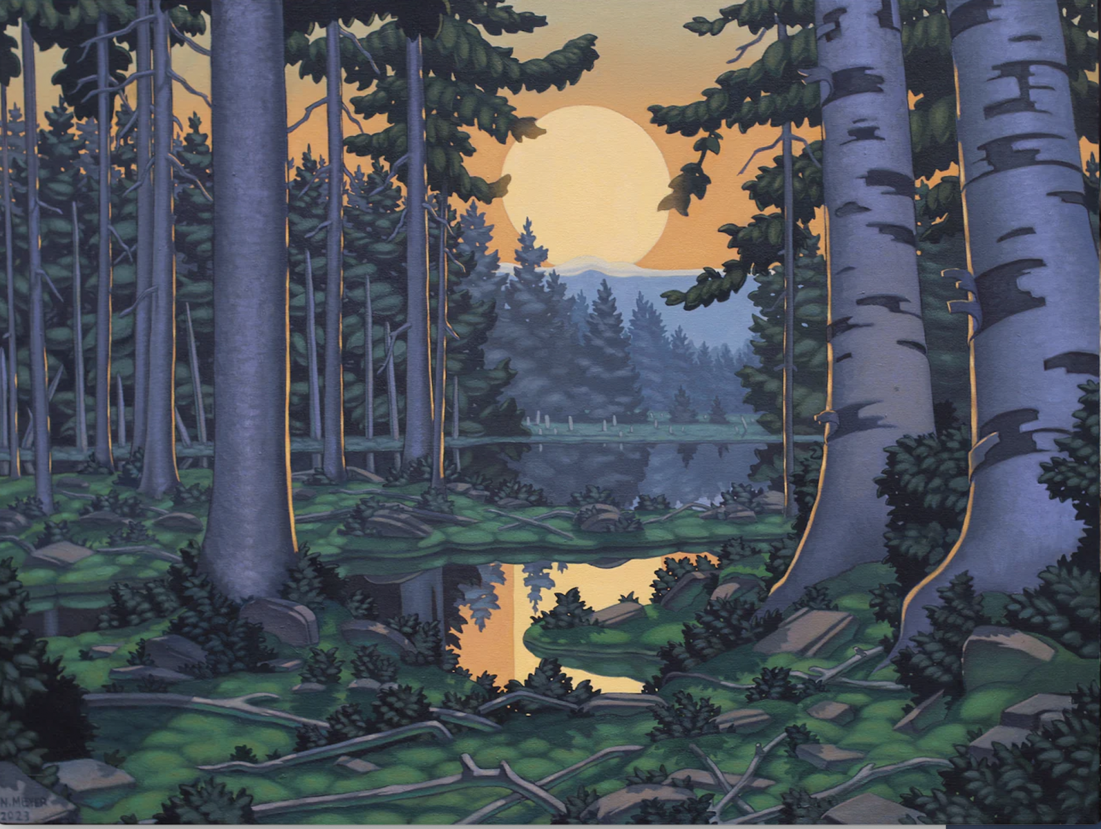 Nathaniel Meyer. <em>Daybreaker (Headlands II)</em>, 2023. Oil on canvas, 36 x 48 inches  (91.4 x 121.9 cm)