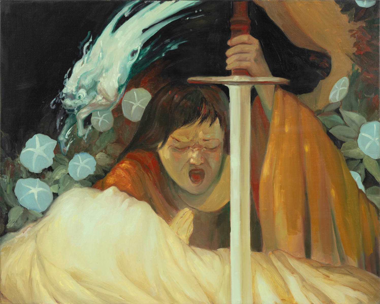 Augustina Wang. <em>Thrust, Witness</em>, 2024. Oil on linen, 24 x 30 inches (61 x 76.2 cm)