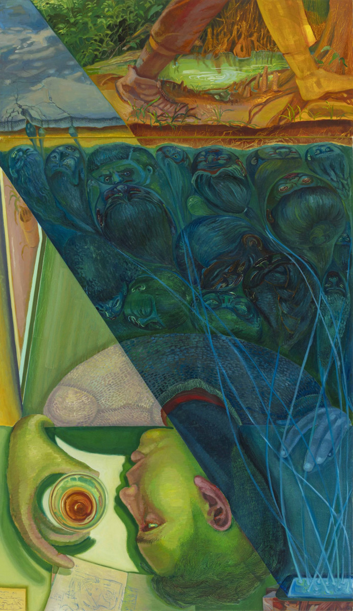 MJ Torrecampo. <em>Touch Grass</em>, 2024. Oil on canvas, 62 x 36 inches  (157.5 x 91.4 cm)