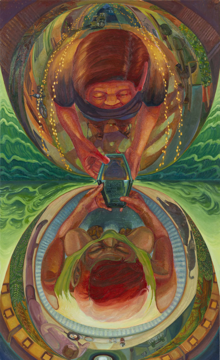 MJ Torrecampo. <em>Reflection</em>, 2024. Oil on canvas, 59 x 36 inches (149.9 x 91.4 cm)