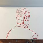 Hannah Wilson. <em>Jerry Langford</em>, 2024. Acrylic ink on paper, 5 1/8 x 8 1/4 inches (13 x 21 cm) (first preparatory drawing)