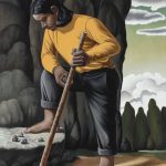 Tang Shuo. <em>Rain Priest</em>, 2024. Oil on linen, 43 1/4 x 35 3/8 inches (110 x 90 cm)